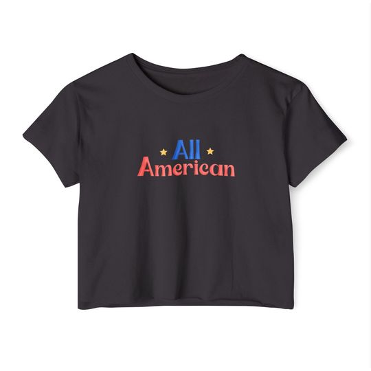 Discover All American Women's Festival Crop Top, Patriotic Shirt, Summer Top, BBQ Shirt, Casual Wear, Fourth of July Outfit