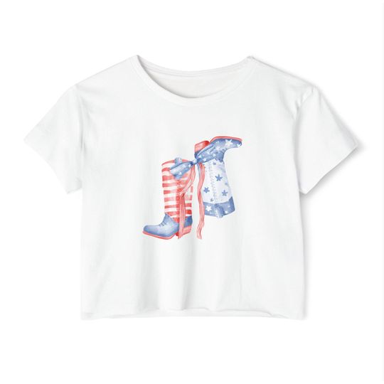 Patriotic Festival Crop Top, Women's Summer Top, Cute Festival Shirt, Independence Day Outfit, 4th of july