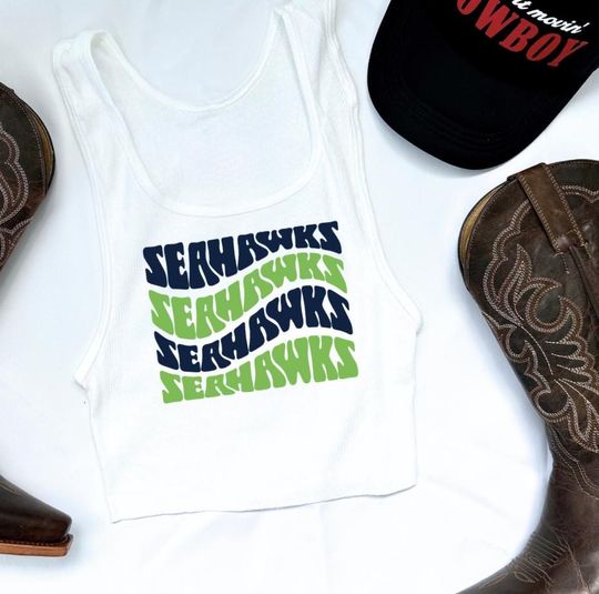 Discover Navy & Green Game Day Tank | Groovy Football Fan Shirt | Sundays in Seattle | Tailgate Vibes Top