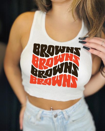 Discover Brown & Orange Football Tank Top | Women's Game Day Shirt | Inspired by Cleveland