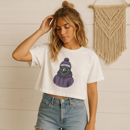 Discover Baltimore Ravens Crop Top: "Spirit Animal" Football Mascot - Women's Fit