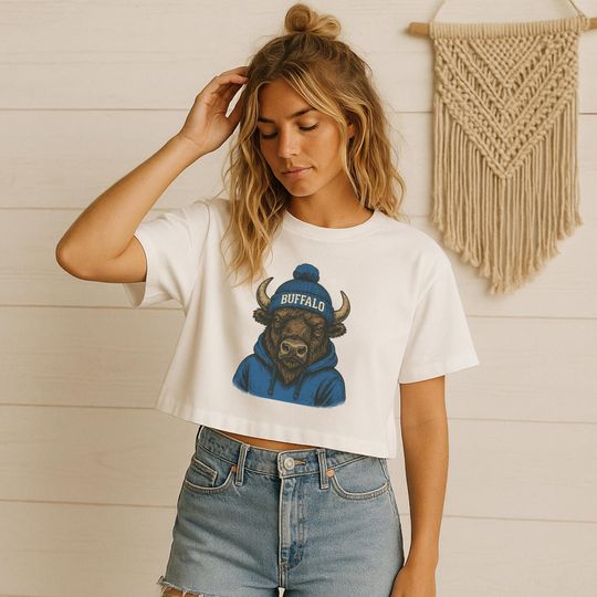 Discover Buffalo Bills Crop Top: Football Mascot, Women's Tee