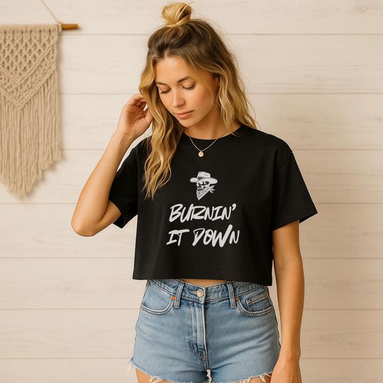 Discover JASON ALDEAN "Burnin' It Down" Women's Crop Tee
