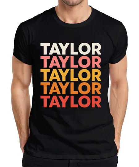 Discover Taylor Lettering Stacked taylor version Multicolor Vintage Merchandise Men's T-Shirt