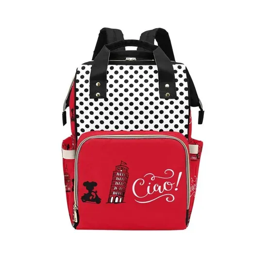 Italian Minnie Mouse Diaper Backpack, Back to School Gift for Kids