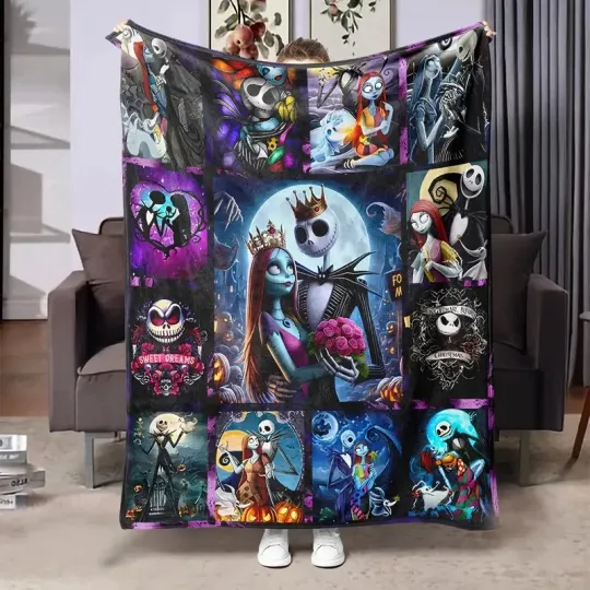 Discover Disney The Nightmare Before Christmas Jack Sally Halloween Fleece Blanket