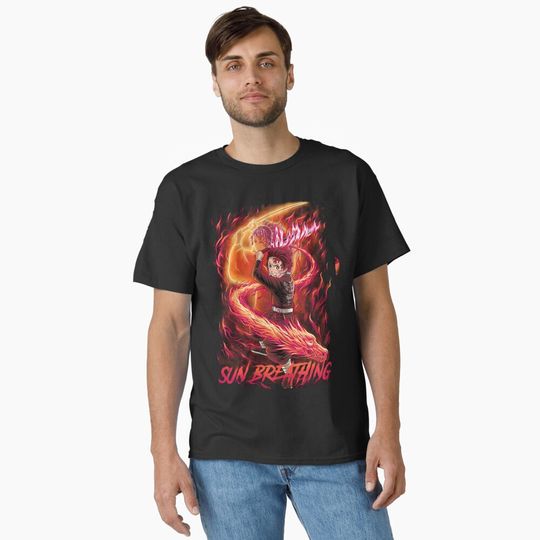 Discover Sun Breathing tanjiror  Classic T-Shirt, Fan Art Anime Design Classic T-Shirt