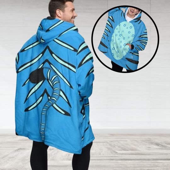 Derpy Tiger Cosplay 3D Hoodie, Derpy Tiger Oversized Hoodie, Kpop Demon Hunters Tiger Hoodie Blanket, Blue Tiger Costume Hoodie