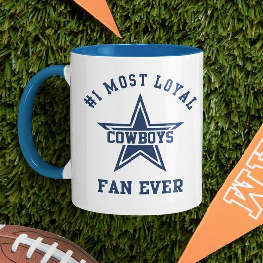 Dallas coffee mug, unique gift for dallas cowboys sports fans, football american football super bowl two-toned coffee cup
