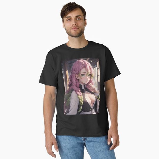 Mitsuri Kanroji demon Anime Pink Twin Braids Light Classic T-Shirt