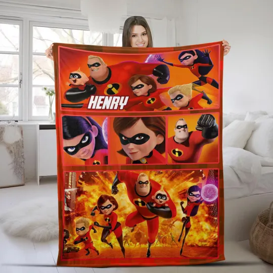 Discover Disney The Incredibles Family Battle Entry Scenes Customize Fleece Blanket