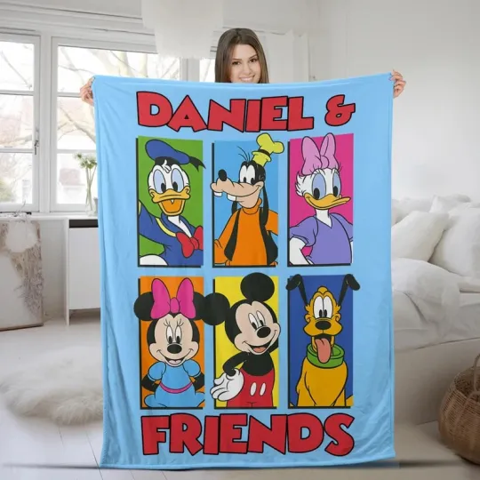 Discover Disney Mickey Mouse And Friends Colorful Graphic Customize Fleece Blanket