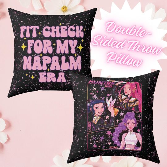 Discover Kpop Demon Hunters Huntrix Pillow Fit Check For My Napalm Era Throw Pillow Mira Zoey Rumi Kpop Fan Decor