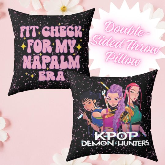 Discover Kpop Demon Hunters Pillow Double Sided Throw Pillow with Fit Check & Idol Design Bold K-pop Room Decor