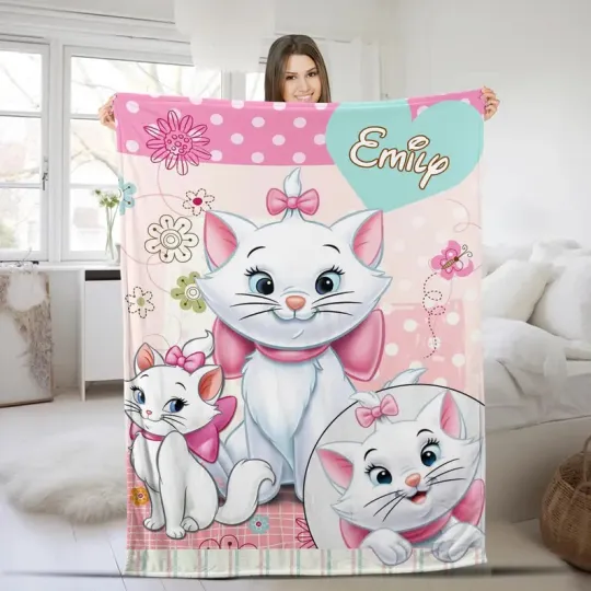 Discover Disney The Aristocats Marie Big Graphic Cat Lovers Customize Fleece Blanket