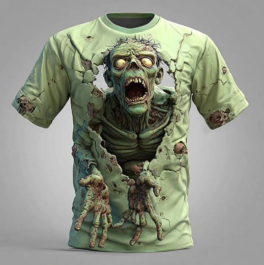 Halloween Zombie 3D T-Shirt, Horror Graphic Tee