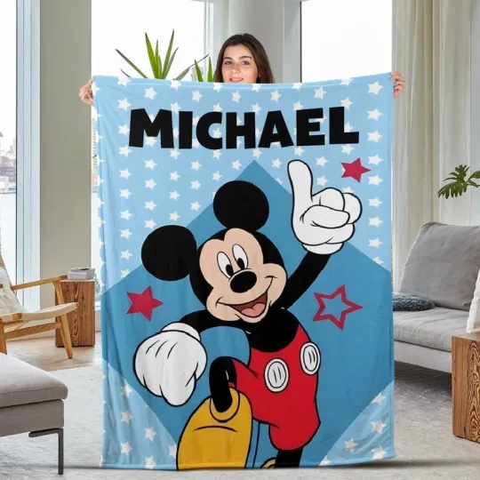 Discover Disney Mickey Mouse Pointing Name Star Pattern Customize Fleece Blanket