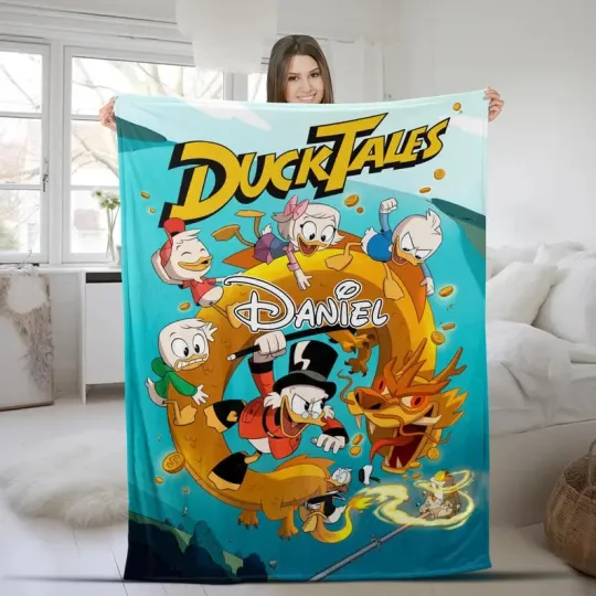 Discover Disney Duck Tales Cute Scenes With Dragon Customize Fleece Blanket