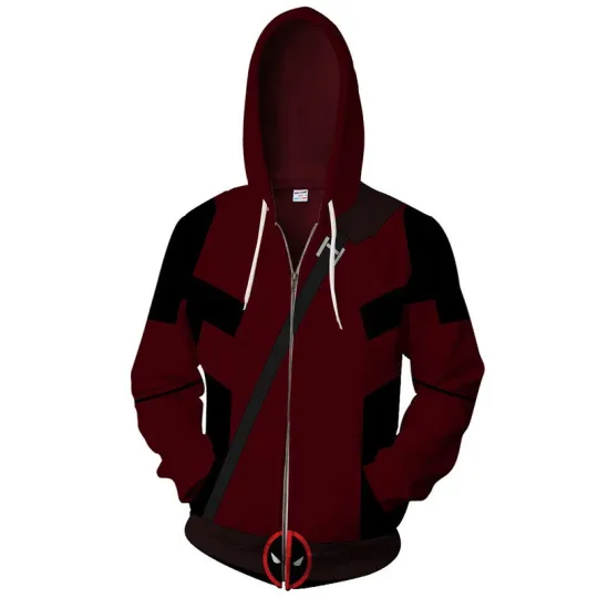 Discover Men's Deadpool Hoodie 3D Printed Hooded Zipper Coat Jacket Cosplay Costume