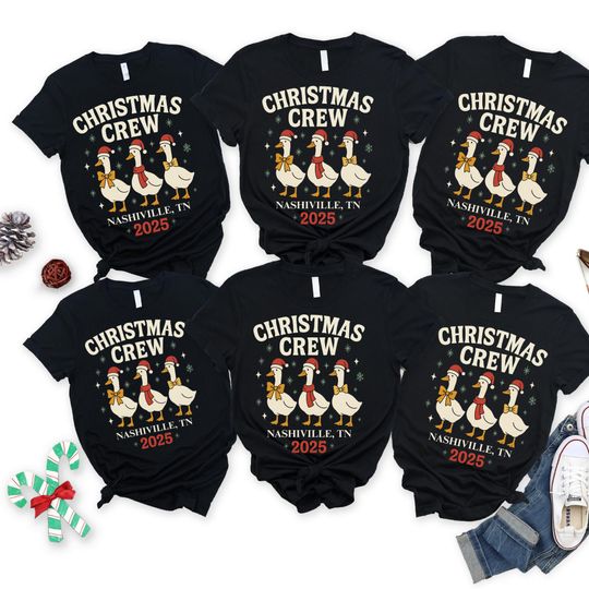 Discover Christmas Crew 2025 Shirt, Christmas Group Shirt,  Family Matching Christmas Shirts, Merry Christmas Outfit, Xmas Gift, Holiday Shirt