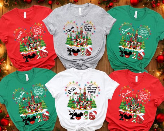 Discover Custom Disney Christmas Shirt, Personalized 2025 Disney Christmas Shirt, Matching Family Disney Christmas Tshirt, Disney Trip 2025 Christmas