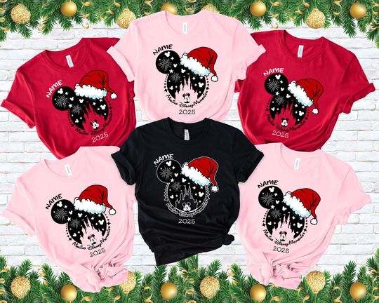 Discover Custom Disney Family Christmas Shirt, Matching Christmas Trip Tees, Personalized Disney Mickey Christmas Shirt, 2025 Mickeys Memories Shirt