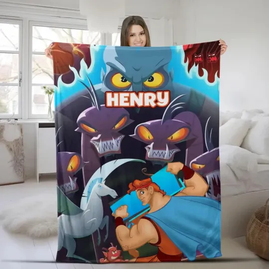 Discover Disney Hercules Showing Off Muscle Vs Hades Villains Customize Fleece Blanket