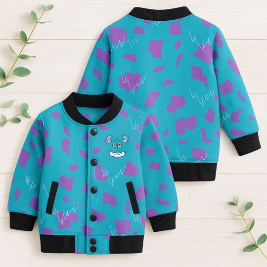 Discover Monsters Inc Sulley Baseball Jacket, Cosplay Sulley Jacket Kids & Youth Adult, Disney Baseball Jacket, Jacket Gift For Kids Him