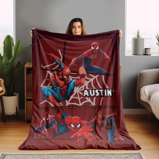 Disney Spiderman The Spiderverse Graphics Customize Fleece Blanket