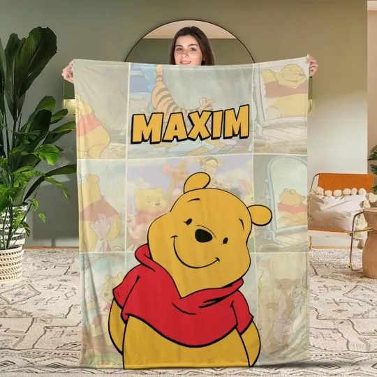 Discover Disney Winnie The Pooh Big Graphic Blur Scenes Customize Fleece Blanket