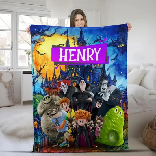 Discover Disney Hotel Transylvania Dracula Hotel Halloween Customize Fleece Blanket