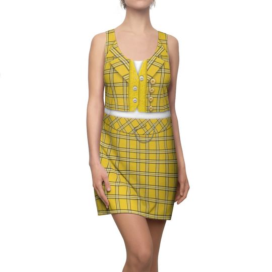 Women's Racerback Dress - Yellow Cher Cosplay, 90s Retro Teen, American Movie Fan Outfit