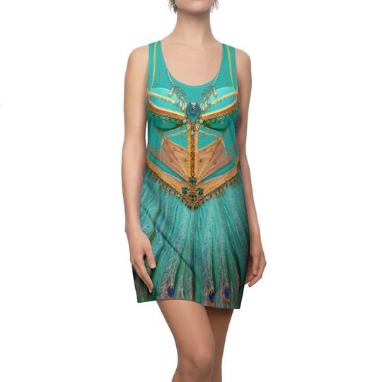 Jasmine Blue Peacock Dress, Aladdin Live Action Costume, Disney Princess Dress
