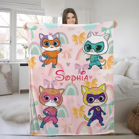 Discover Disney Super Kitties Buddy Bitsy Ginny Sparks Customize Fleece Blanket