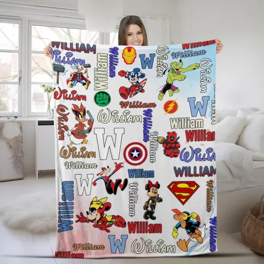 Discover Disney Mickey & Friends Cosplay Marvel Superheroes Customize Fleece Blanket