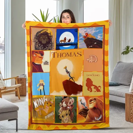 Disney Lion King Pumbaa Timon Simba Aloha Customize Fleece Blanket