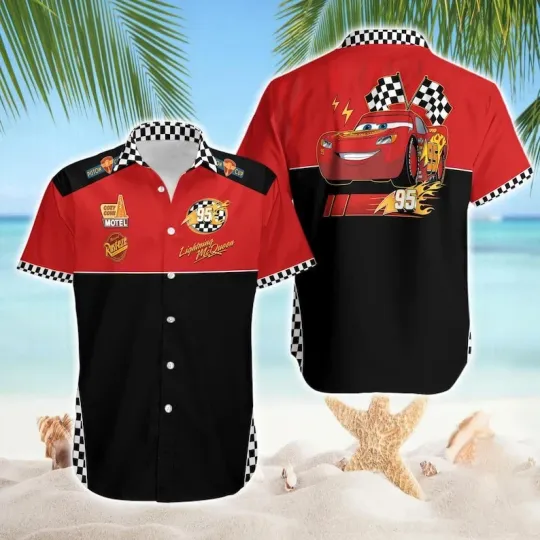 Disney Lightning MccQuen Cars Piston Cup Rust-eze 95 Pixar Cars Hawaiian Shirt