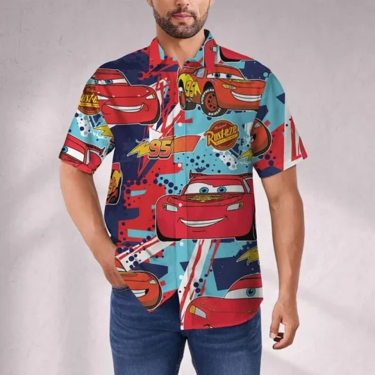 Disney Pixar Cars Rust-eze Lightning MccQuen Funny Hawaiian Shirt