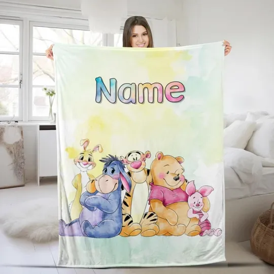 Discover Disney Winnie The Pooh & Friends Pastel Color Customize Fleece Blanket