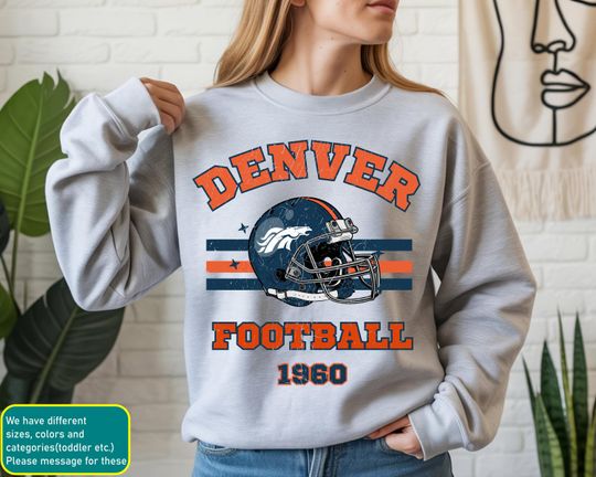 Discover Vintage Denver Football Shirt, Game Day Shirt, Football Mom Gift, Denver Football Gift, Gift For Her, Comfort Colors, Football Season