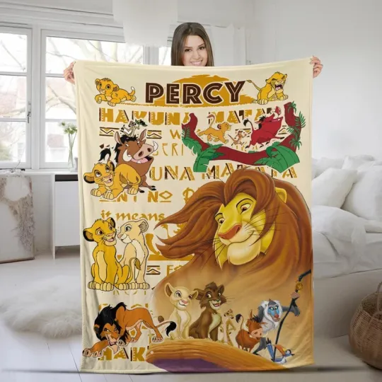 Discover Disney Lion King Simba & Friends 80s Collage Customize Fleece Blanket