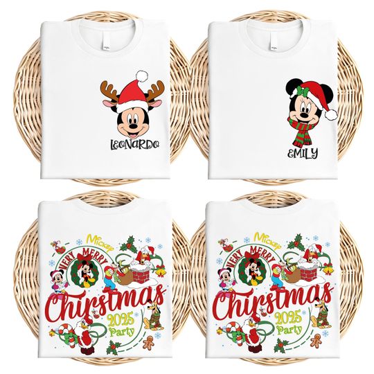 Discover Custom Mickey Friends Christmas Shirt, Disney Very Merry Xmas T-Shirt, Disneyland Family Xmas Party 2025 Sweat, Christmas Vacation Tee