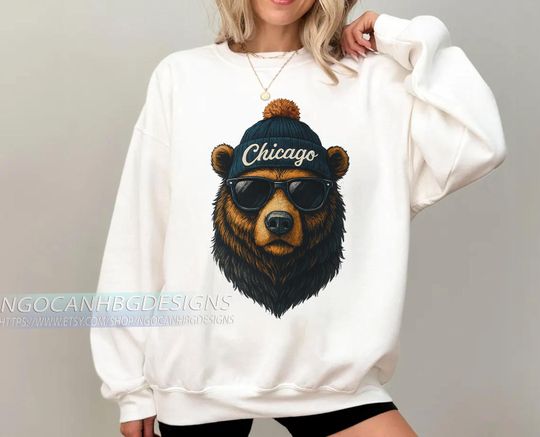 Discover Chicago Football Sweatshirt, Vintage Sports Fan Shirt, Trendy Game Day Gift Tee, Chicago Mascot Sweatshirt, Chicago Football Fan Shirt