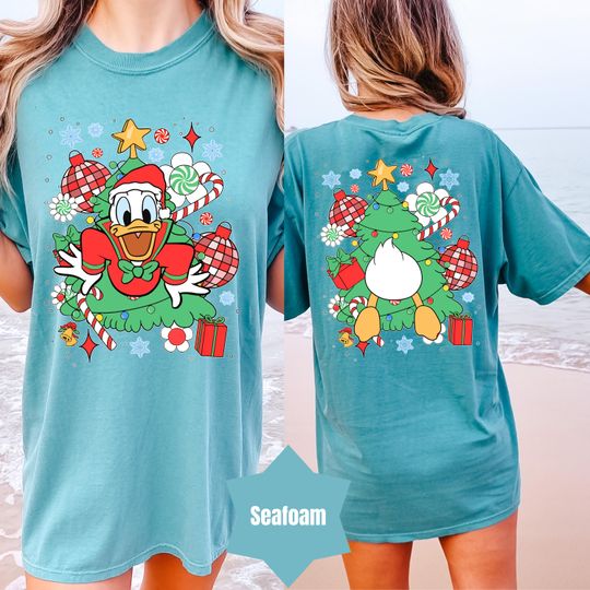 Discover COMFORT COLORS 2-Sided Disney Mickey Mouse Christmas Tree Lights Shirt, Mickey and Friends, Mickey's Christmas Party 2025,Christmas Matching
