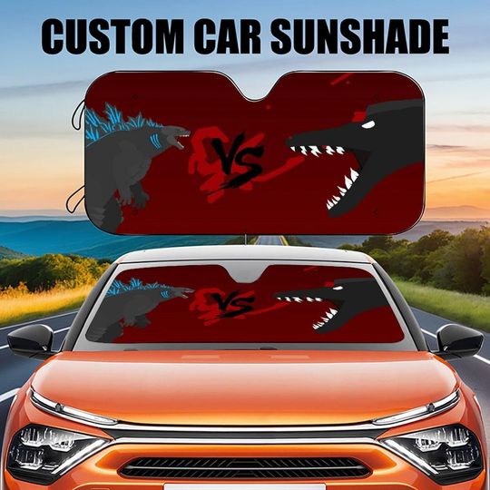 Two Monster Fight Car Windshield Cover, King of the Monsters god zilla Car Sunshade, Auto Sun Shade, Car Decor, Car Windshield, Gift for Dad