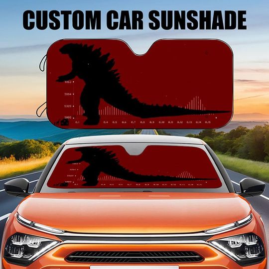 King of the Monsters god zilla Car Sunshade, Big god zilla Car Windshield Cover,Red Auto Sun Shade, Car Decor, Car Windshield, Gift for Dad