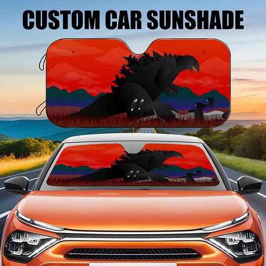 King of the Monsters god zilla Car Sunshade, King of Monsters Car Windshield Cover, Auto Sun Shade,, Car Decor, Car Windshield, Gift for Dad