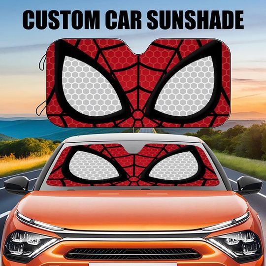 Discover Spider EYES Car Sun Visor,Red Spider Car Sun Visor, Spider-Fan Car Windshield Cover, Car Sun Visor, Car Exterior Decorations