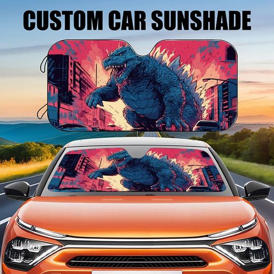 god zilla Car Sunshade, Monster Car Sunshade,King of Monsters Car Windshield Cover, Car Privacy Shield, Car Exterior Decoration Car Gift