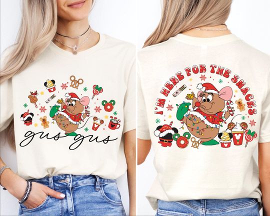 Discover Disney Gus Gus Christmas Shirt, I'm Here For The Snacks Xmas Sweatshirt, Disneyland Christmas Trip Shirts, Cinde Jaq and Gus Xmas Tee